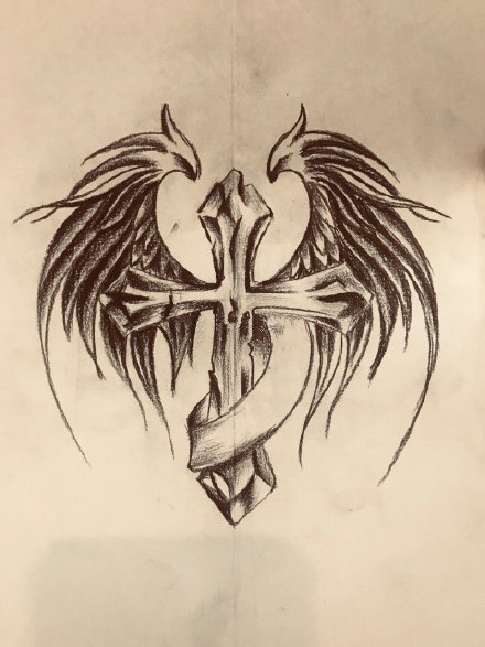 35款单双翅膀的纹身手稿图片(35/35)