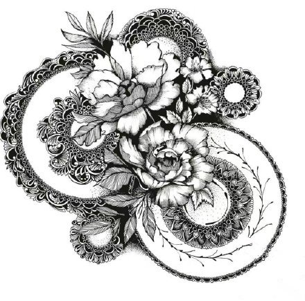 精品黑灰的9款纹身设计手稿图片(3/9)