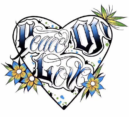 一组漂亮心形花体字的纹身手稿图片
