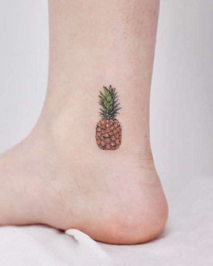 九款彩色系小清新女生脚踝纹身图案欣赏