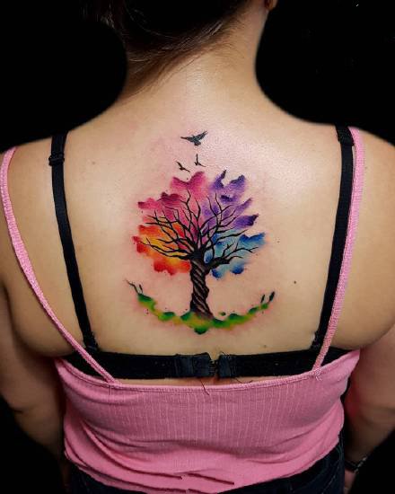 九款女生背部彩色小清新纹身图案欣赏(3/8)