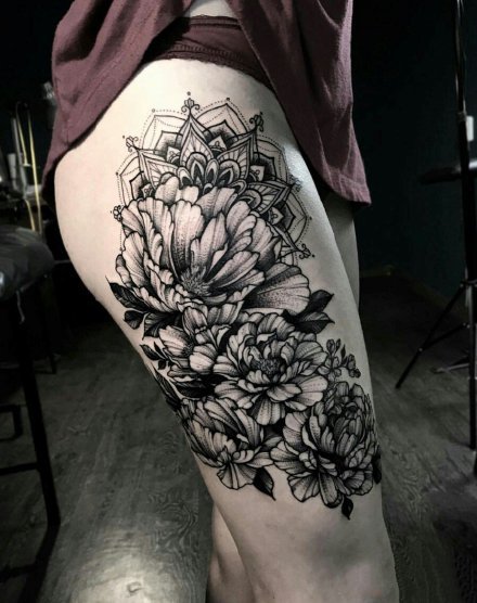 一组男生和女生不同款的黑灰点刺纹身(7/9)