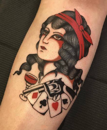 九款oldschool欧美女人肖像纹身图案