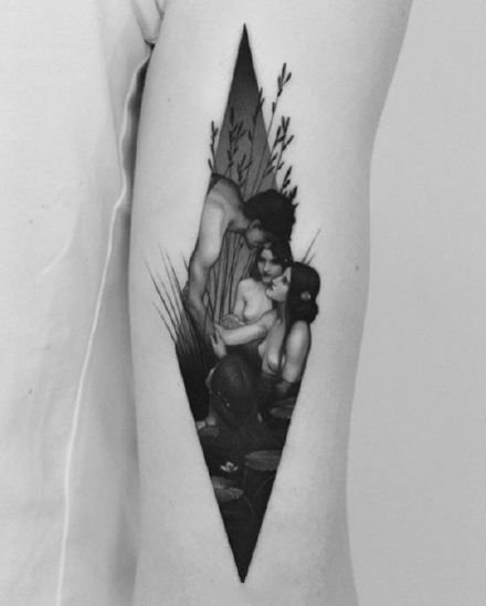 一组经典的艺术写实古典绘画的纹身图案