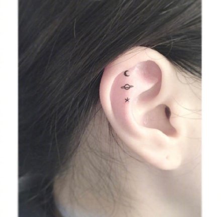 耳朵上的ins风简约小清新纹身图案 ​​​​