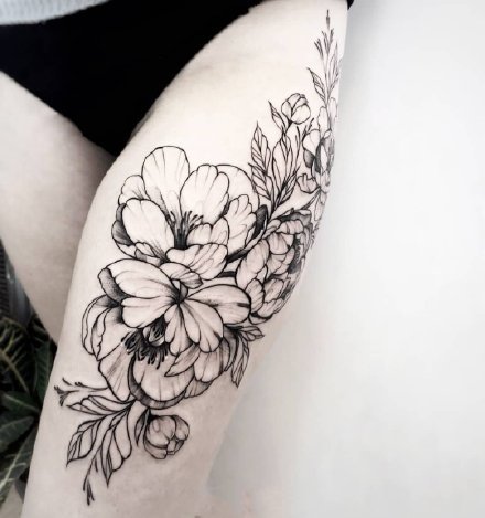 一组女生小清新花朵纹身图案欣赏