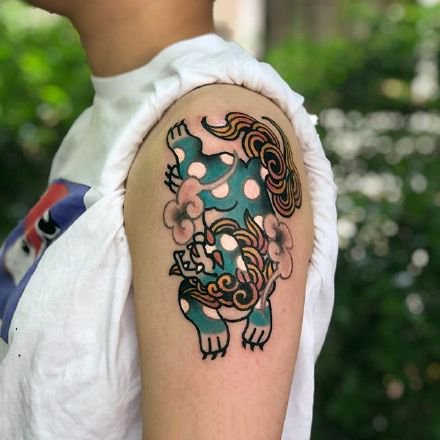 一组可爱的彩绘传统纹身团图案欣赏