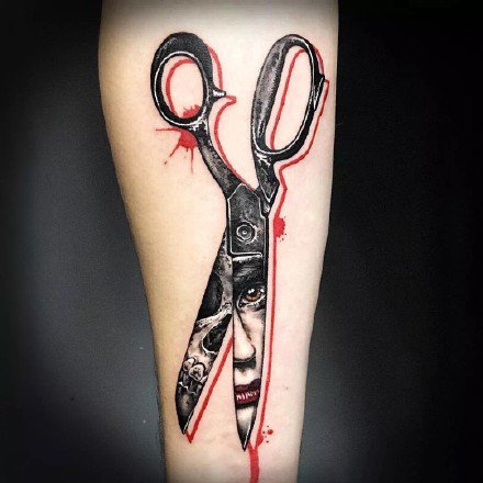 九款花式的剪刀纹身图案欣赏
