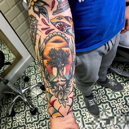 一组彩绘old school风格纹身图案赏析