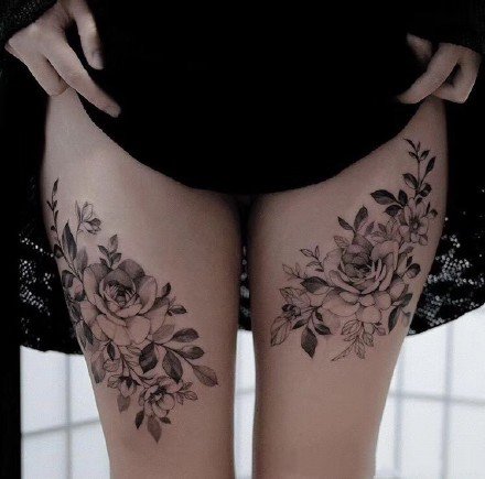 一组好看的飞针花花女生纹身图案