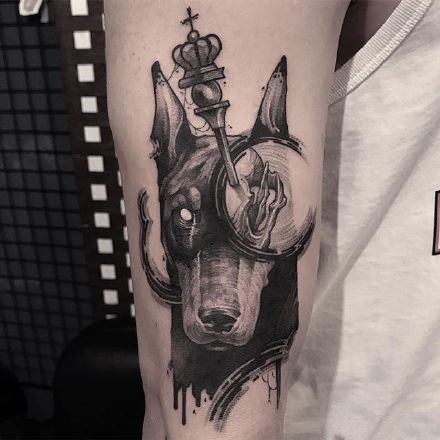 一组青岛刺青黑灰纹身图案