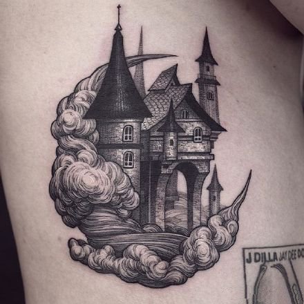 一组青岛刺青黑灰纹身图案