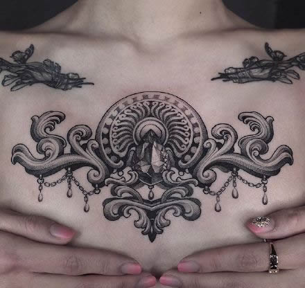 一组青岛刺青黑灰纹身图案