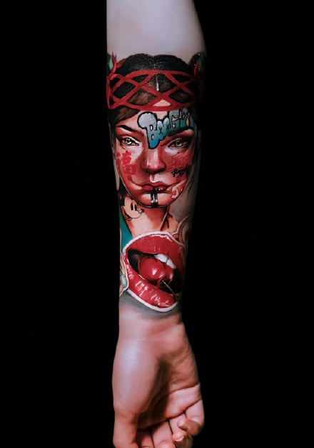 一组重彩系列的手臂纹身图案