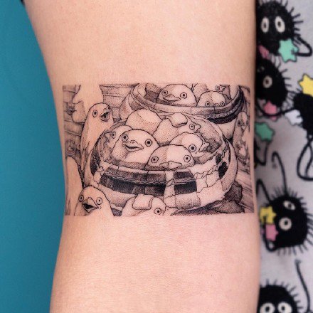 一组可爱的黑色人物纹身图案