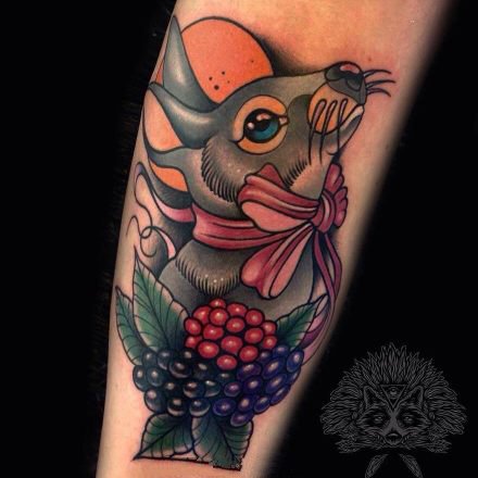 一组newschool动物彩色纹身图案