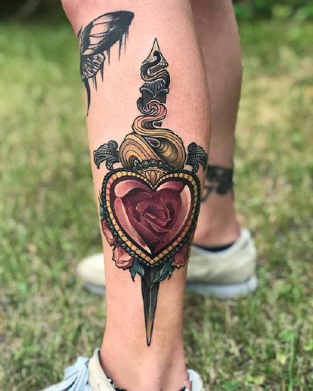 一组彩色复古纹身图案欣赏