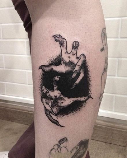 一组黑色写实死神纹身图案