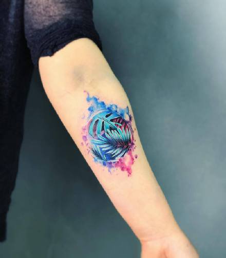 一组水彩好看的手臂纹身图案