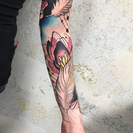 一组抽象感觉的水彩纹身图案