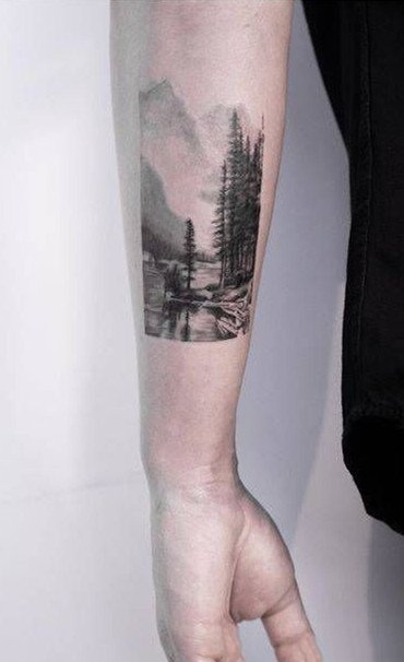 一组黑灰写实男生纹身图案