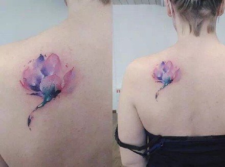 一组唯美的水彩女生纹身图案