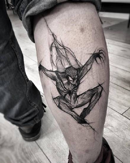 一组暗黑风格的卡通纹身图案