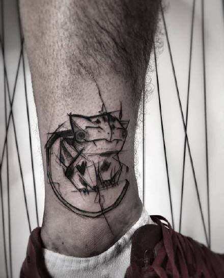 一组暗黑风格的卡通纹身图案