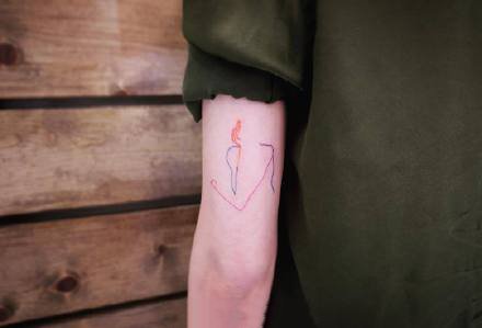 一组彩色小清新纹身图案