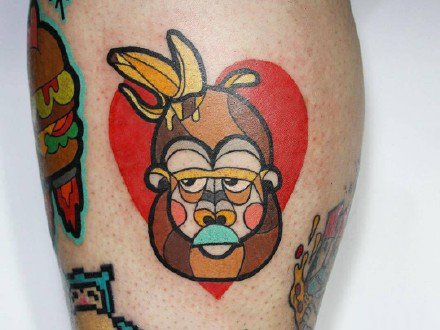 一组彩色可爱的抽象纹身图案