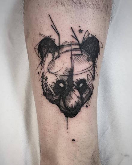 一组黑灰动物手臂纹身图案