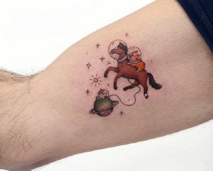 一组小清新彩色卡通可爱纹身