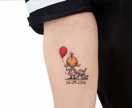 一组小清新彩色卡通可爱纹身