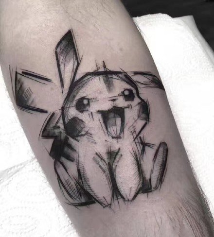 一组可爱的皮卡丘纹身图案