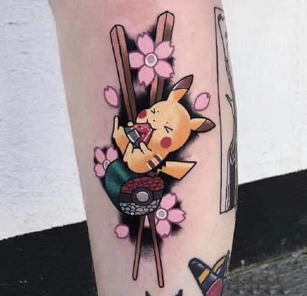 一组可爱的皮卡丘纹身图案