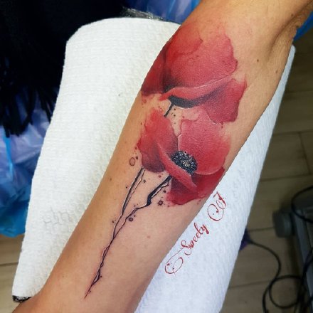 一组漂亮的水彩花卉纹身图案