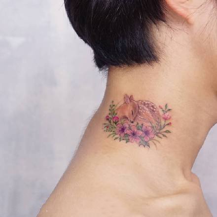 一组清新唯美的彩绘纹身图案