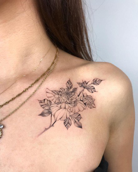 一组蛇和花纹身图案欣赏