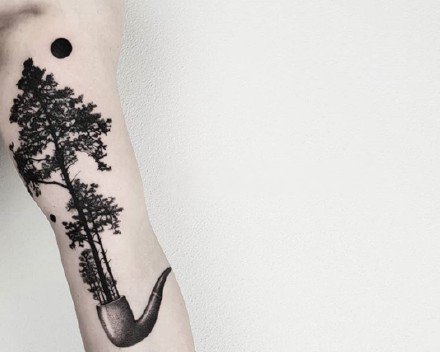 一组韵味水墨古风纹身图案