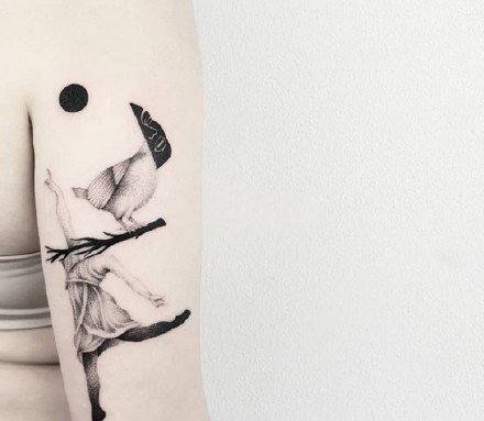 一组韵味水墨古风纹身图案