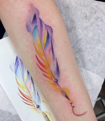 一组美丽的水彩女生纹身图案