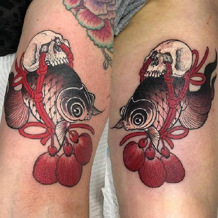 一组日式彩色手臂纹身图案