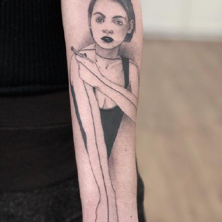 一组人物插画手臂纹身图案