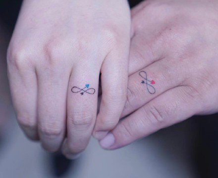 一组手指上的小清新简约纹身图案