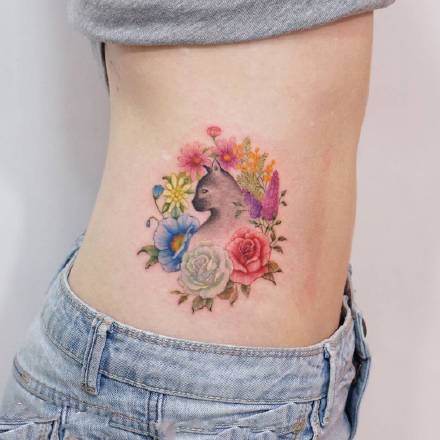 一组小清新彩色唯美纹身图案