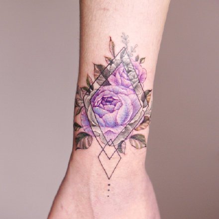 一组小清新彩色唯美纹身图案