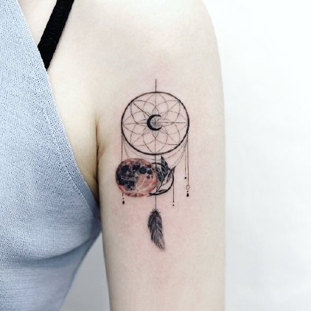 一组小清新手臂月亮纹身图案