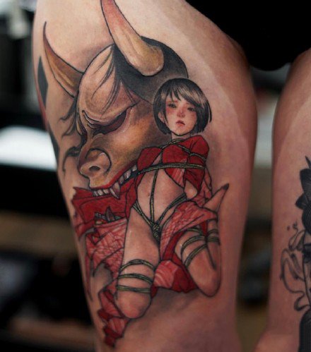 一组可爱女孩彩色纹身图案欣赏