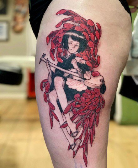 一组可爱女孩彩色纹身图案欣赏