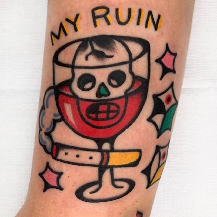 一组色彩鲜明的oldschool纹身